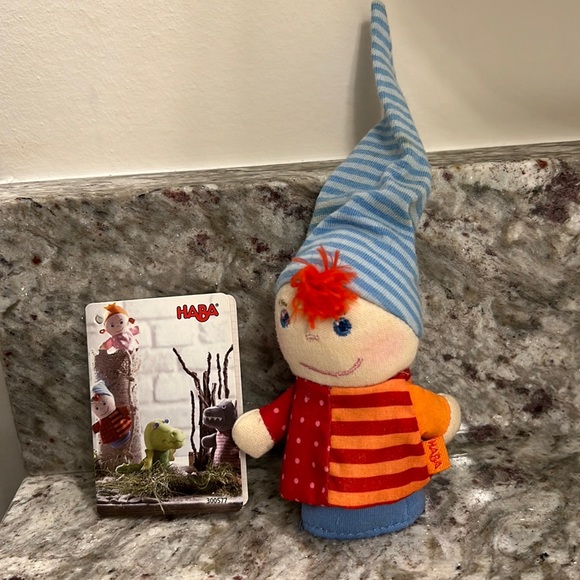 Gently Used HABA Toys Finger Puppet Kasper with some spots on his striped hat - Picture 4 of 8